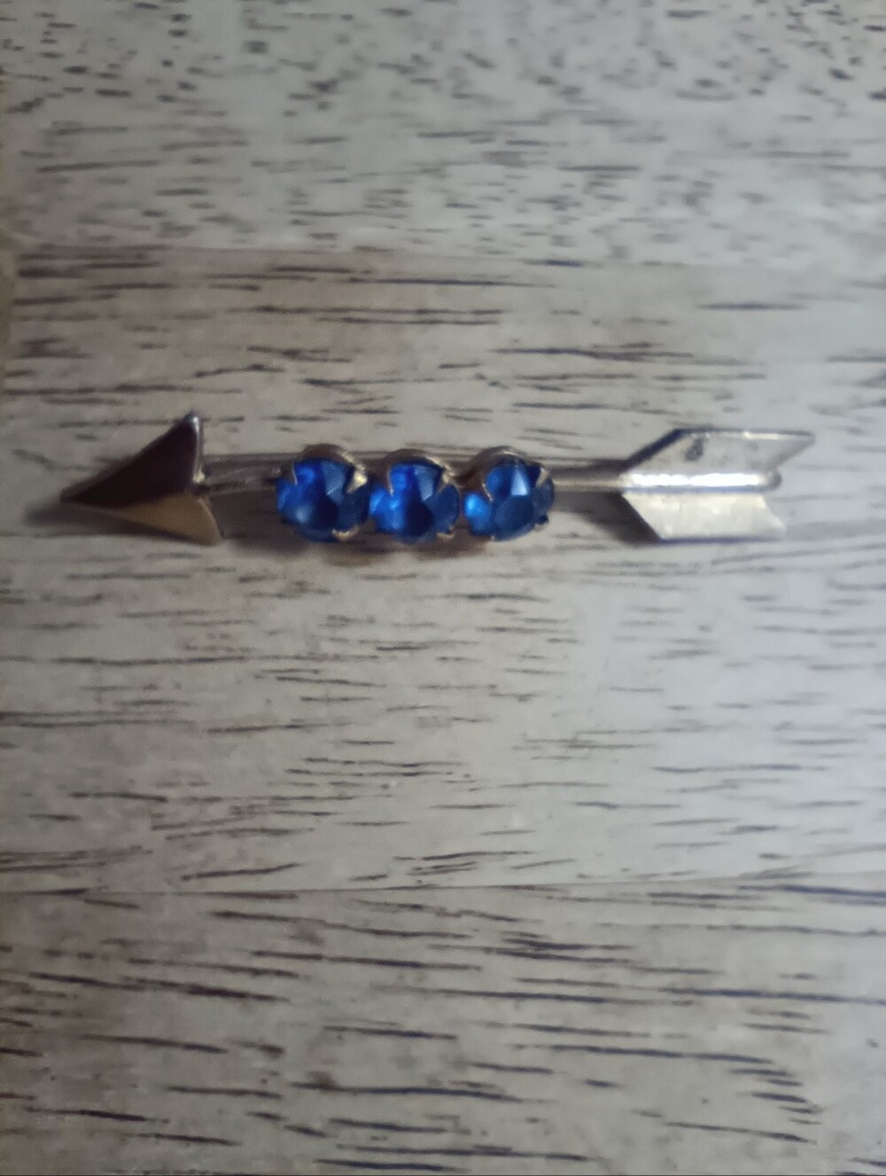Vintage Early Signed Coro Arrow Pin. Blue Rhinestones